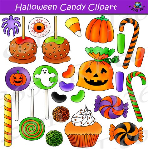 Cute and spooky Halloween vector clip art. . Halloween candy clip art